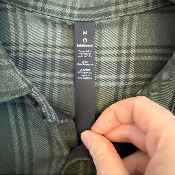 NEW Lululemon Men's Green Plaid Button-Up Flannel Masons Peak Shirt - Picture 5 of 7